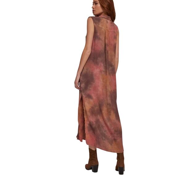 Tie Dyed Terracotta Blue Long Bohemian Vest Duster size Small - Picture 2 of 9